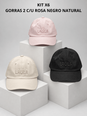 Kit 6 Gorras 2 C/U Negro Rosa Natural